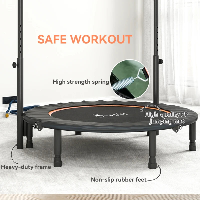 Soozier 45" Foldable Mini Fitness Trampoline, with Adjustable Foam Handle, Orange