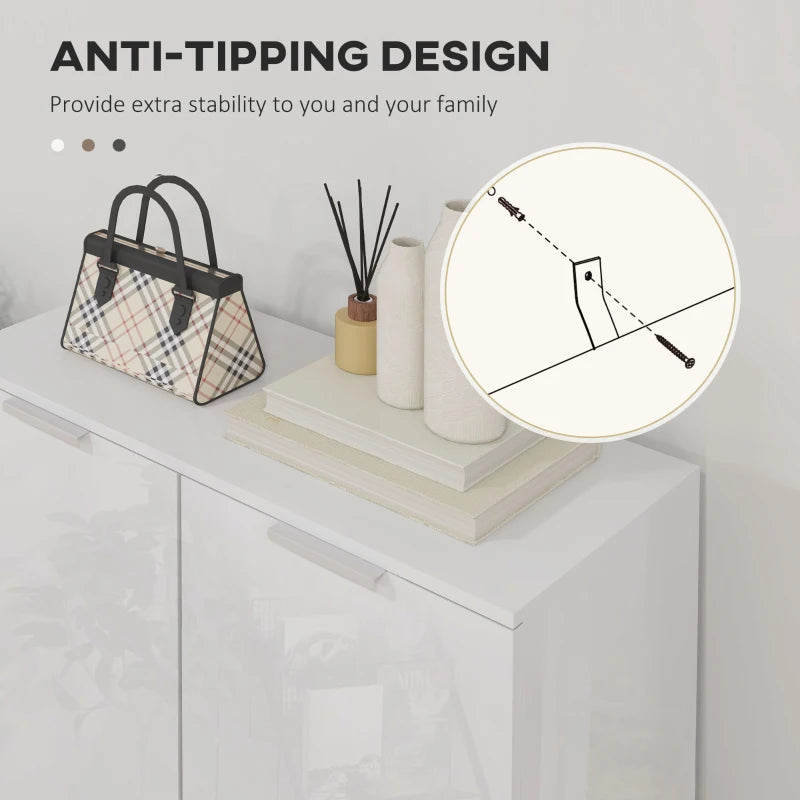 Shoe Cabinet, Shoe Storage Cabinet with Soft-Close Hinges and Adjustable Shelves, Holds 15-20 Pairs, High Gloss White