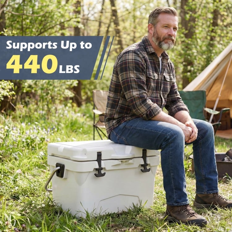 20 Quart Portable Hard Cooler with Built-in Ruler and Bottle-White