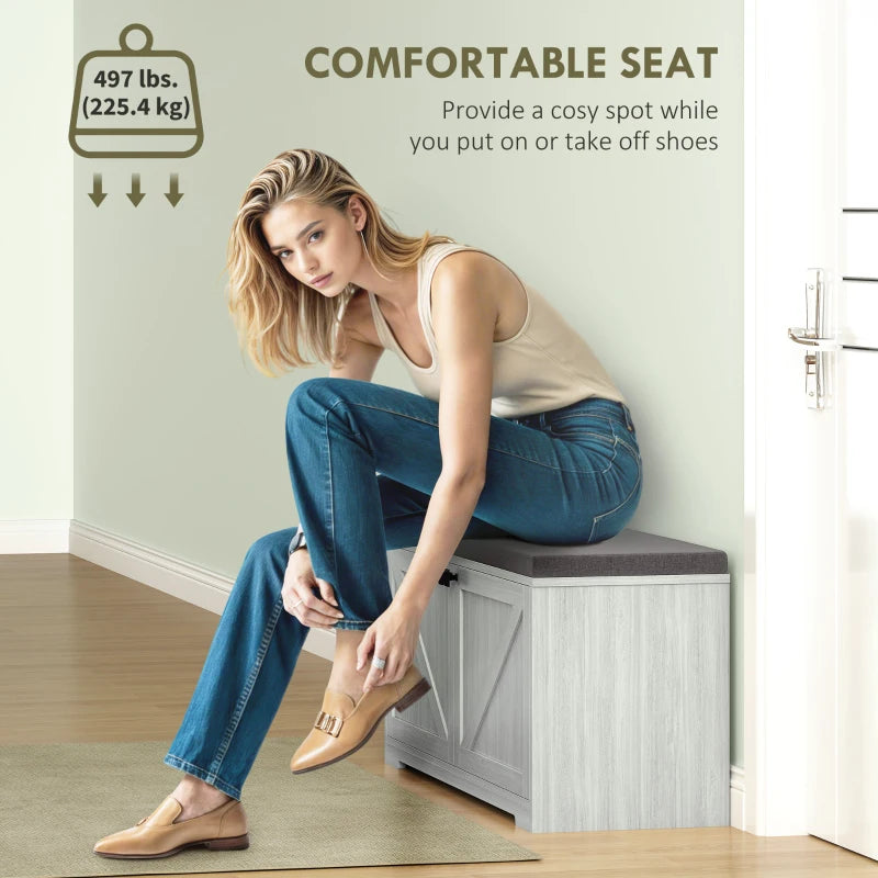 Shoe Storage Bench with Padded Seat, Entryway Bench Holds up to 352 lb, Shoe Organizer, 8 Pairs, Light Grey