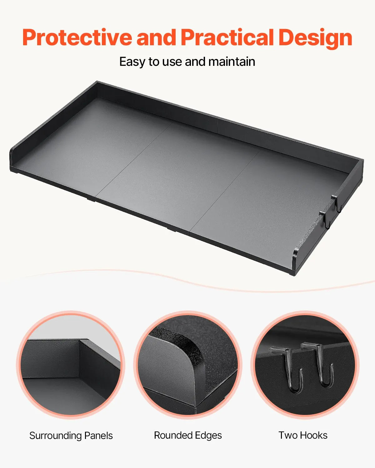 VEVOR 3 Panels Washer Dryer Countertop 54"x27" Wooden Washer Dryer Cover Black