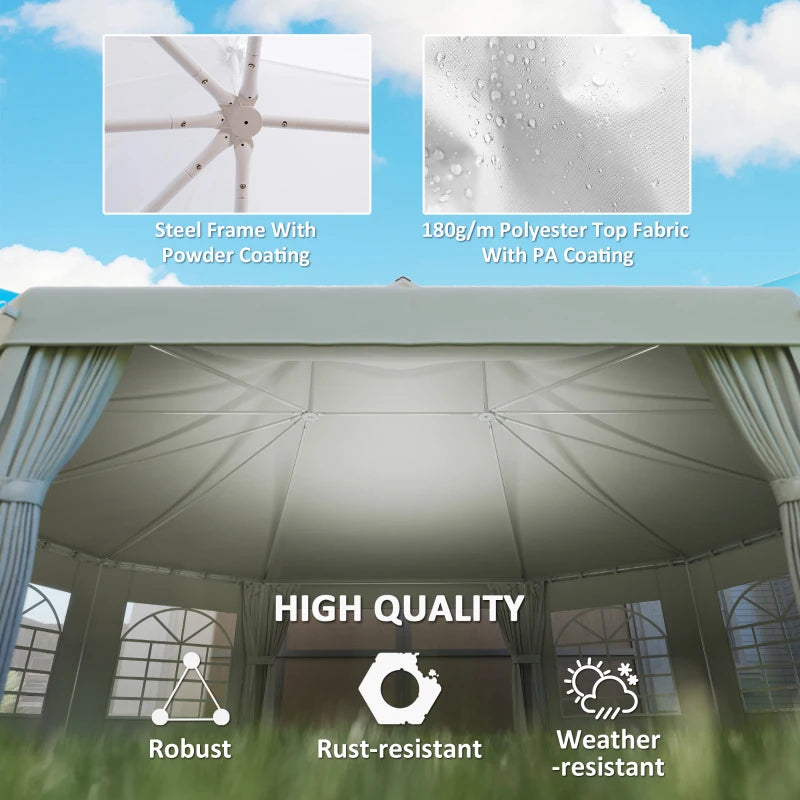 21' x 29' Wedding Event Party Tent, High Peak Decagonal Outdoor Gazebo Canopy with Removable Walls, Ropes and Stakes, White