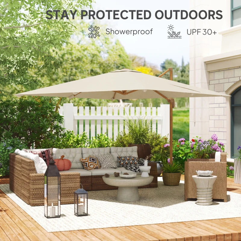 10 FT Patio Cantilever Umbrella, Outdoor Offset Umbrella with 360° Rotation, Outdoor Market Umbrella with Crank and Tilt
