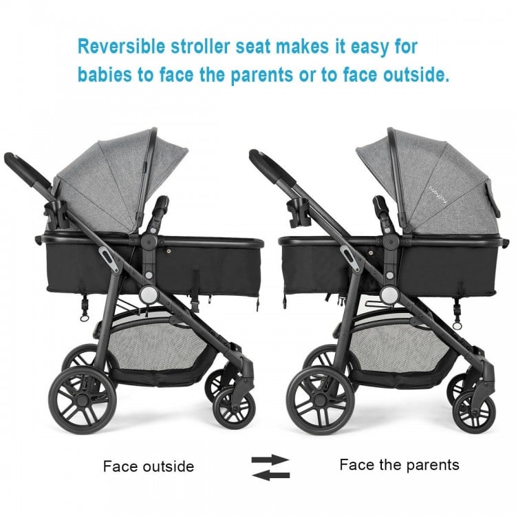 2 in 1 Foldable Pushchair Newborn Infant Baby Stroller-Gray