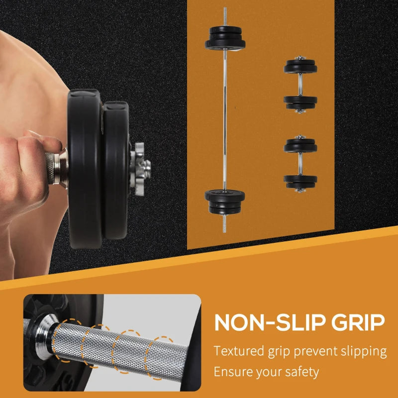 Soozier 145lbs Dumbbell & Barbell Adjustable Set Plate Bar Clamp Rod Home Gym Sports Area Exercise