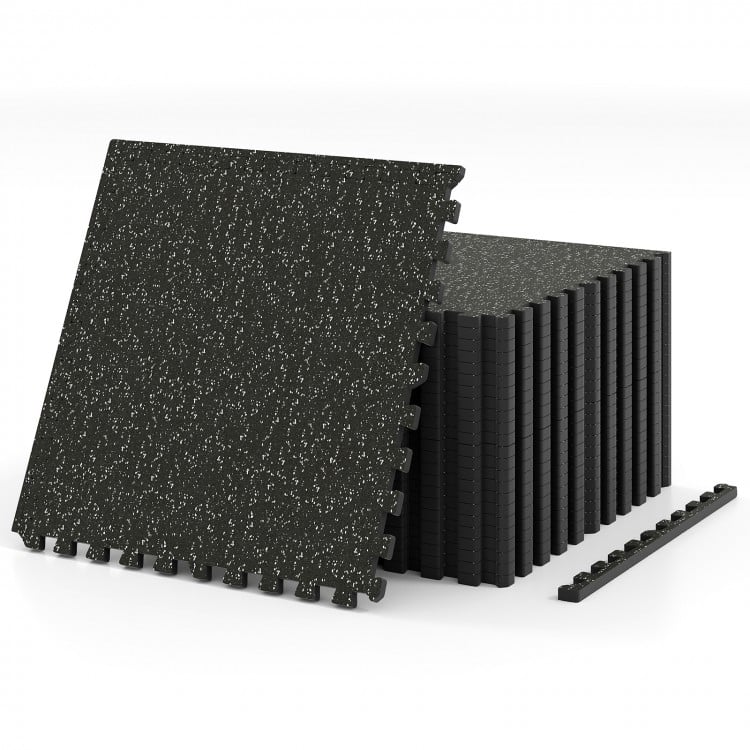 0.79 inch Thick Rubber Top Exercise Mat 48 Sq Ft with Boarders