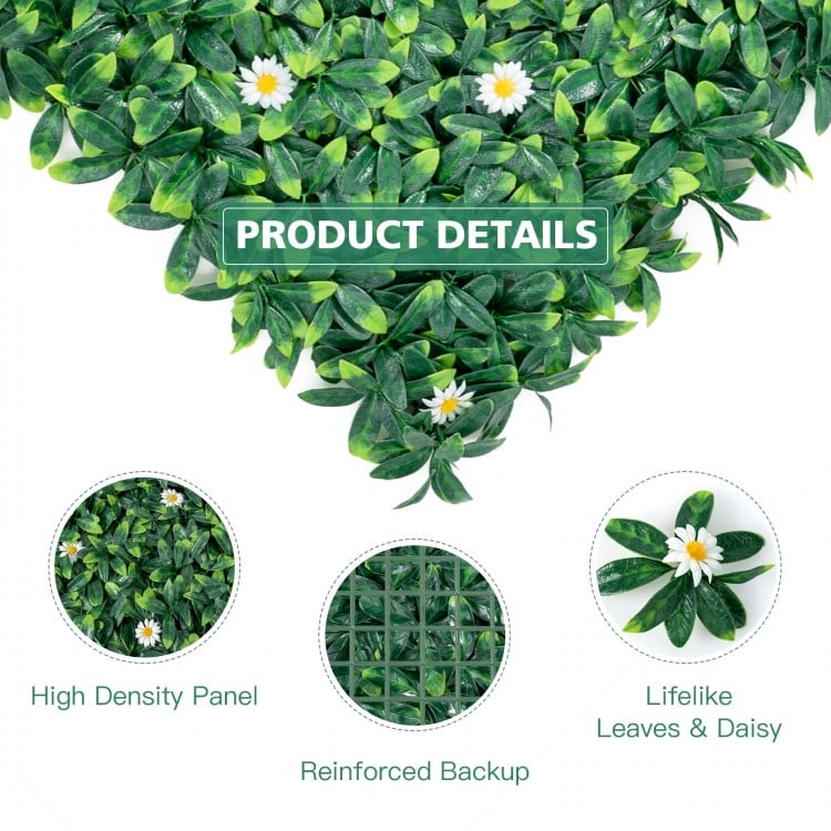 12 Pieces 20 x 20 Inch Artificial Daisy Hedge Plant Privacy Fence Hedge Panels