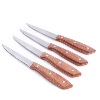 Gibson Home Seward 4 Piece Stainless Steel Steak Knife Cutlery Set with Wood Handles - Free Shipping 