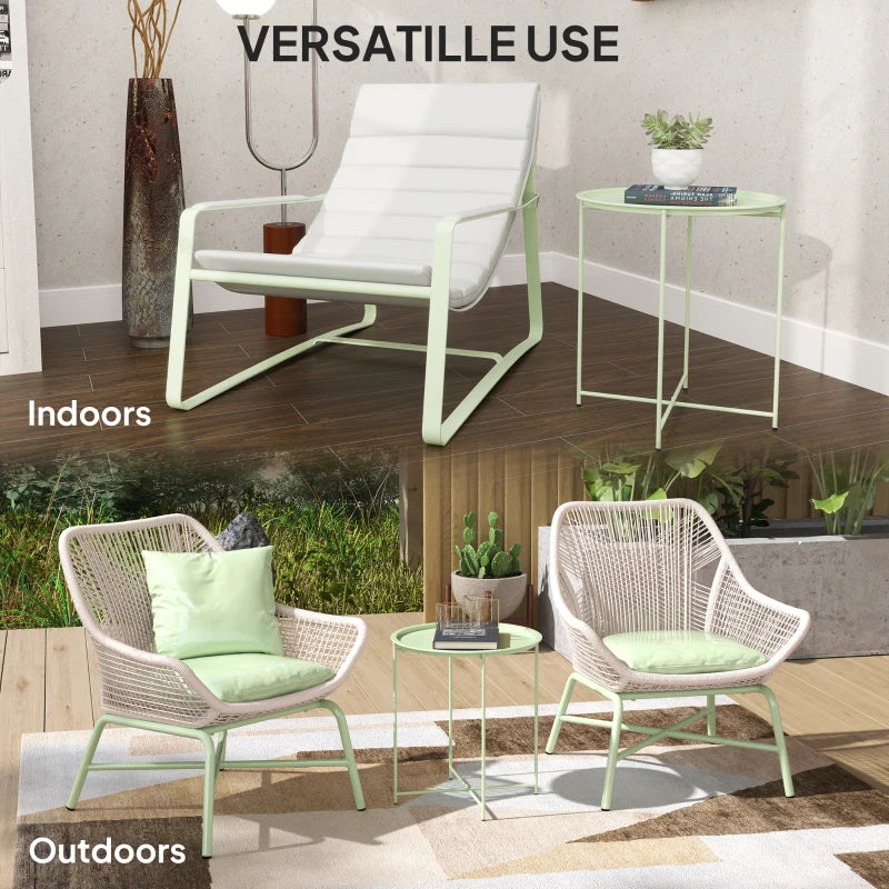 18" Outdoor Side Table with Removable Tray and Folding Legs, Indoor Outdoor for Balcony, Porch, Green