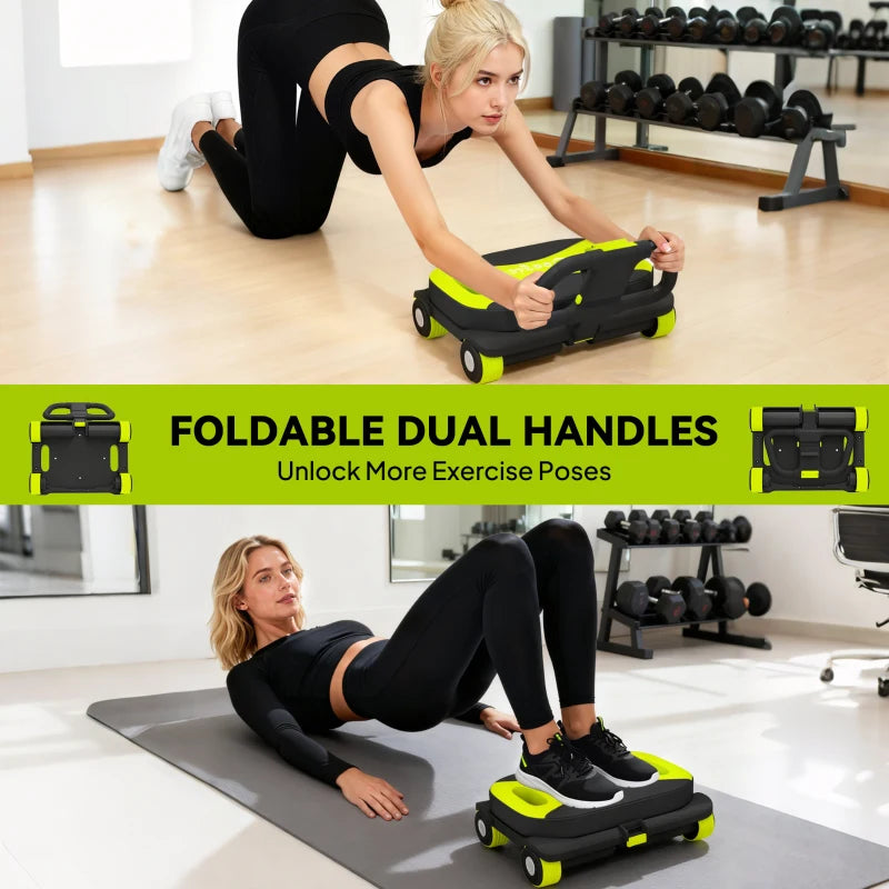 Soozier Ab Wheel Roller, Automatic Rebound Abdominal Wheel, Core Training Equipment with Phone Holder and Foldable Handle