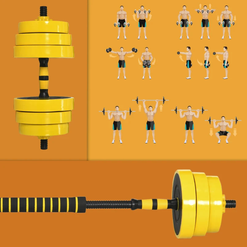 Soozier Dumbbell & Barbell Adjustable Set 55lbs Plate Bar Clamp Rod for Strength Training, Full Body Workout, Muscle Building Home Gym Sports Area Exercise Ergonomic