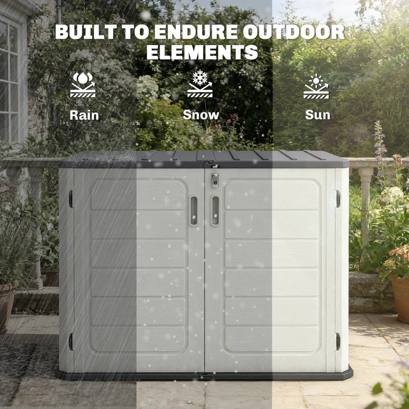 35 Cu.Ft Outdoor Storage Cabinet, Waterproof HDPE Outdoor Storage Shed with Lockable Doors and Openable Top