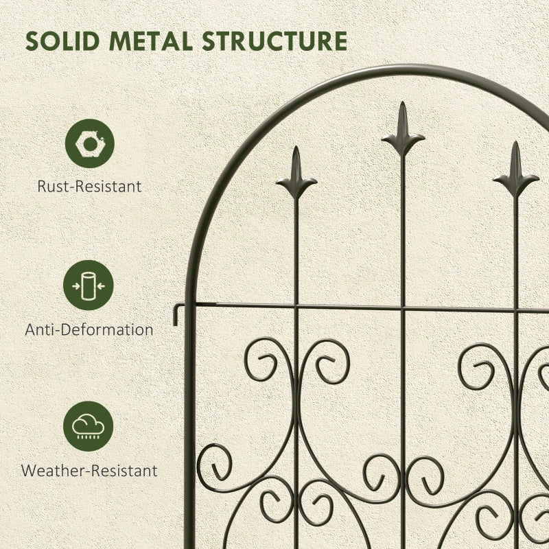 Set of 2 Metal Garden Trellis, Decorative Trellis Panels, Scrollwork Design, 150 x 50 cm, Black