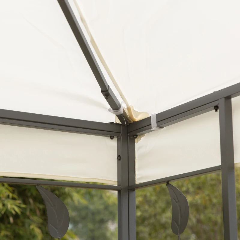 10' x 10' Outdoor Garden Metal Gazebo Patio Canopy Marquee Patio Party Tent Canopy Shelter Vented Roof Decorative Frame, Cream