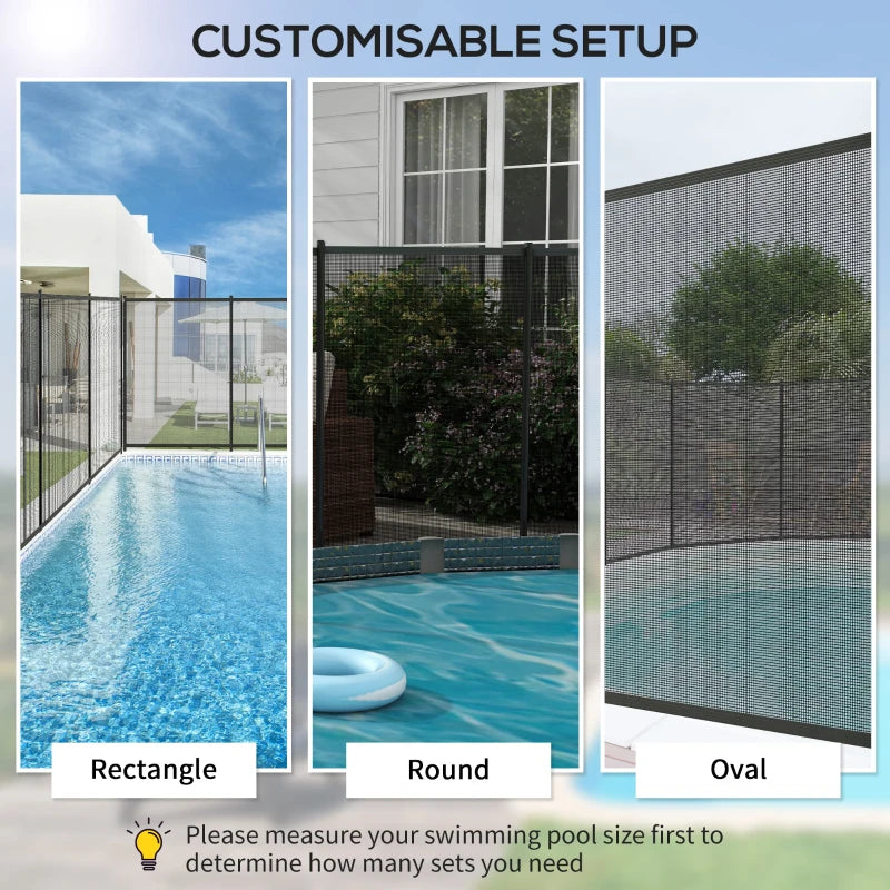 4 Panel Swimming Pool Fence, Aluminium Rustproof Pool Fencing, 4' x 12', Black