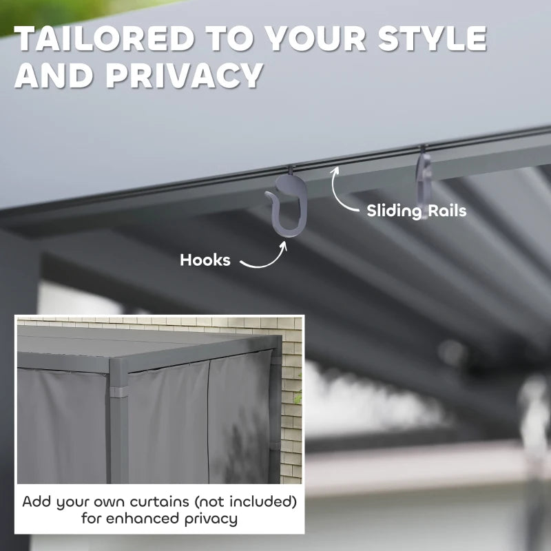 10' x 10' Louvered Pergola with Adjustable Metal Roof and Aluminum Frame, Outdoor Hardtop Gazebo with Drainage System