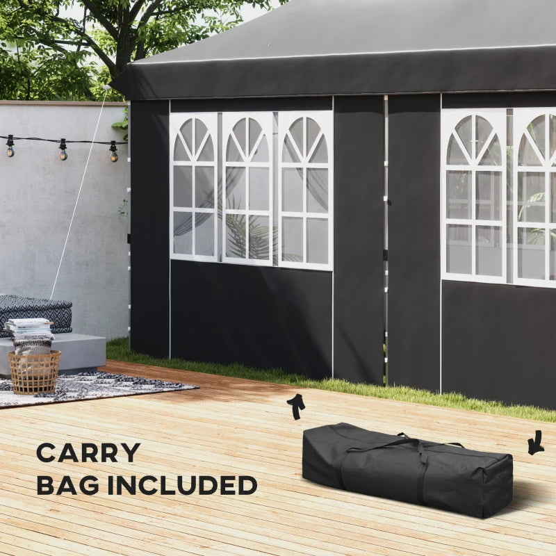 20x10 Pop Up Canopy with 6 Removable Sidewall, Carry Bag and 6 Sand Bags, Height Adjustable Instant Sun Shelter, Grey