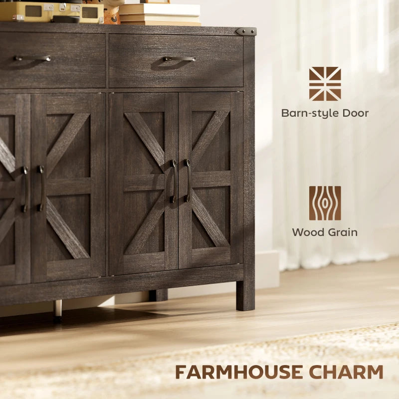 Sideboard Buffet Cabinet, Farmhouse Kitchen Storage Cabinet with 2 Drawers and Shelves for Living Room, Entryway