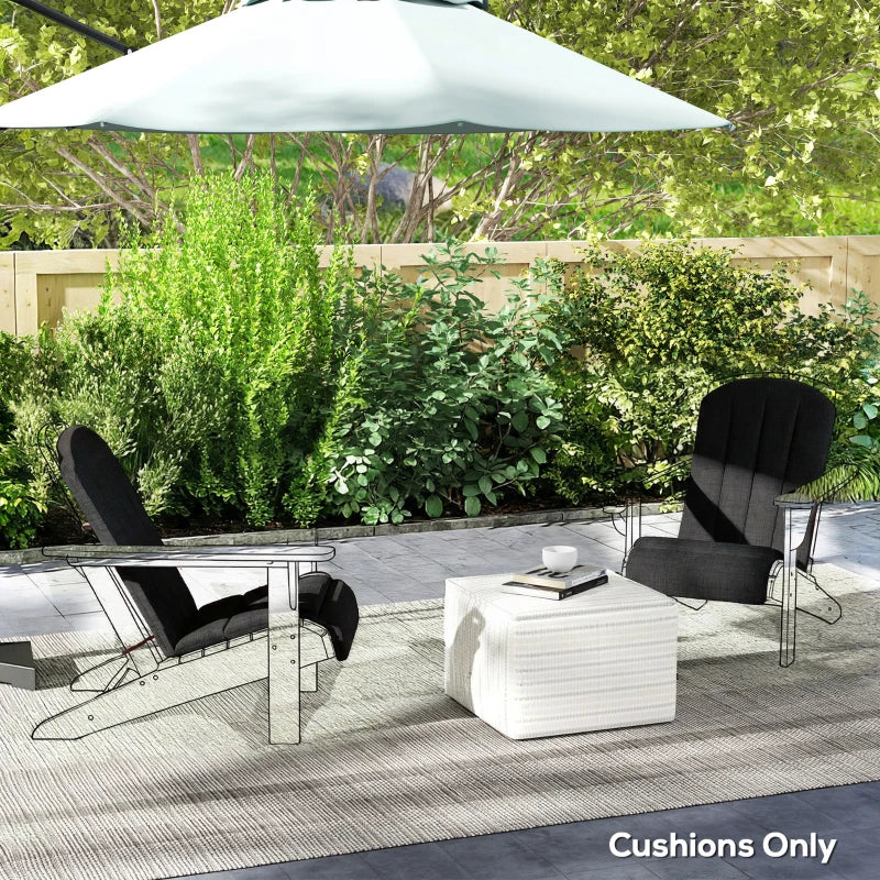 Set of 2 Patio Chair Cushions, High Back Adirondack Chair Cushion with Ties, High-Density Foam, Black