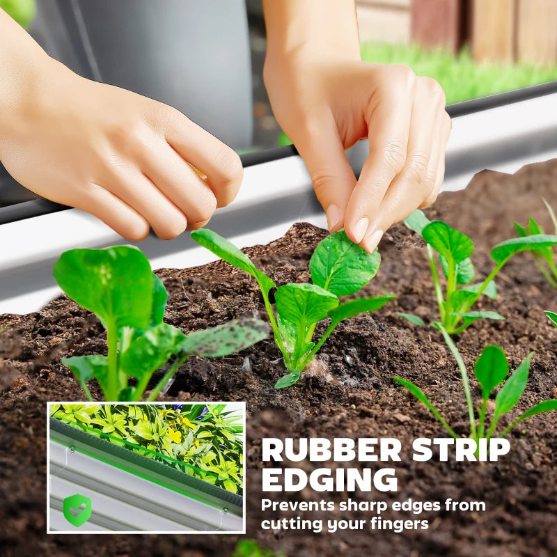 2Pcs Galvanized Raised Garden Bed, 6 x 2 x 1 ft Modular Metal Garden Beds with Rubber Strip Edging, Silver