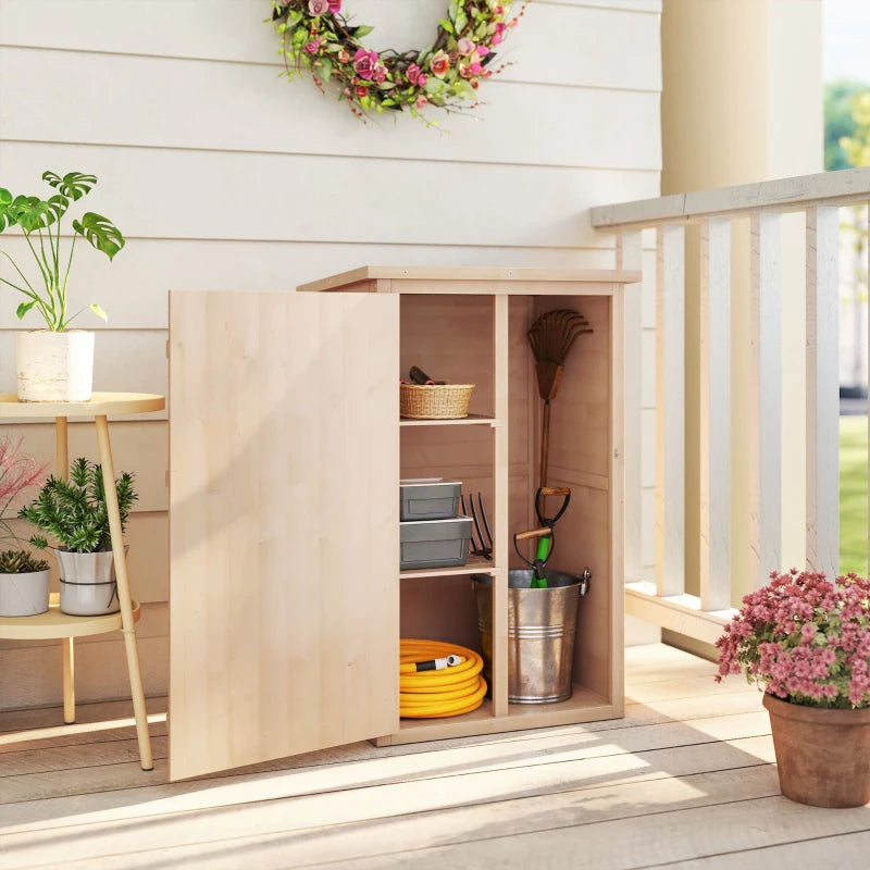 29.9"x21.7"x45.3"Garden Storage Shed with Asphalt Roof, Outdoor Storage Cabinet w/ Shelves, Natural