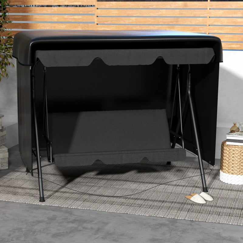 3-Seater Patio Swing Cover, Outdoor Garden Furniture Protection, 85" x 61" x 59", Black