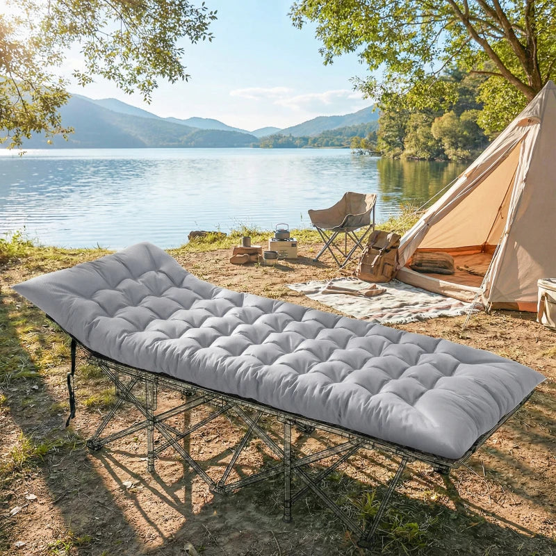Sleeping Mat, Camping Mat Pad with Elastic Straps, Light Grey