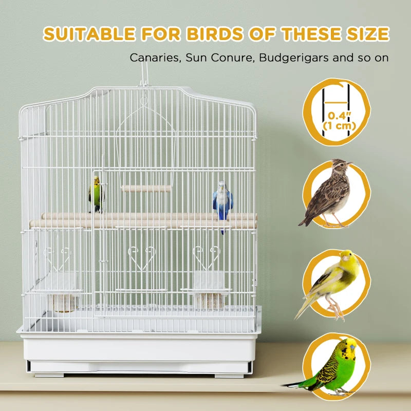 23" Bird Cage, Finches Canaries, Parrot Cage with Doors Perches, 2 Feeder Pet Supplies, White