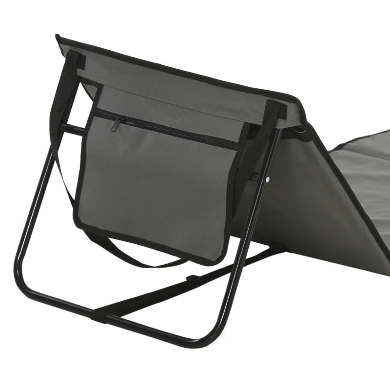 Set of 2 Foldable Lounge Chairs with Carry Bag, Adjustable Backrest, Grey