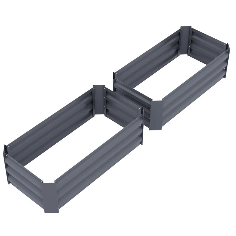Set of 2 Raised Garden Bed, Steel Elevated Planter Box for Flowers, Herbs, Succulents, 39"x20"x12", Dark Grey