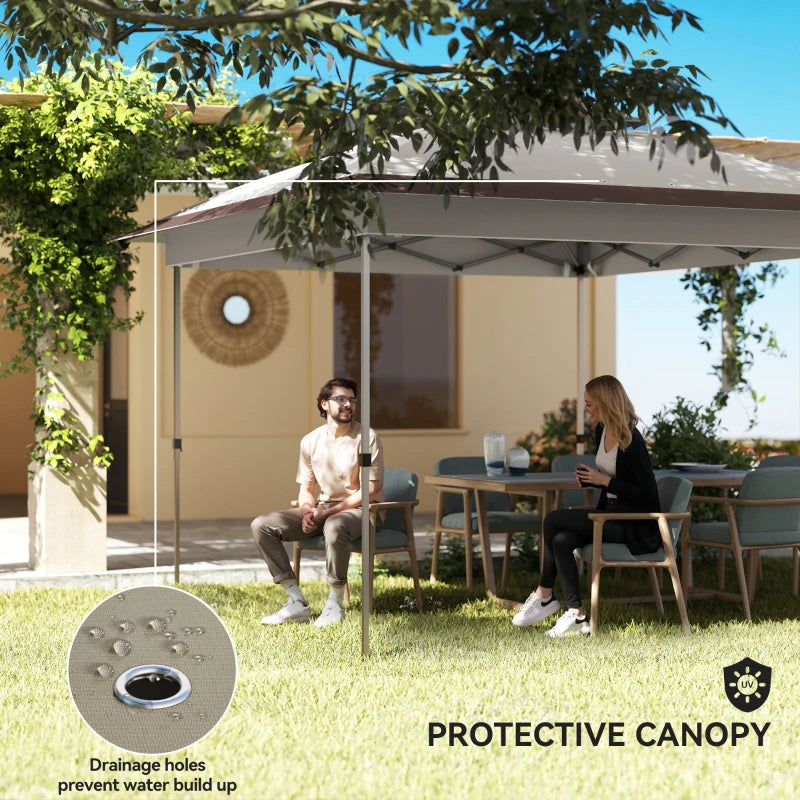 12' x 12' Pop Up Canopy Sun Shade Instant Tent Folding with Mesh Sidewalls, Beige and Dark Brown