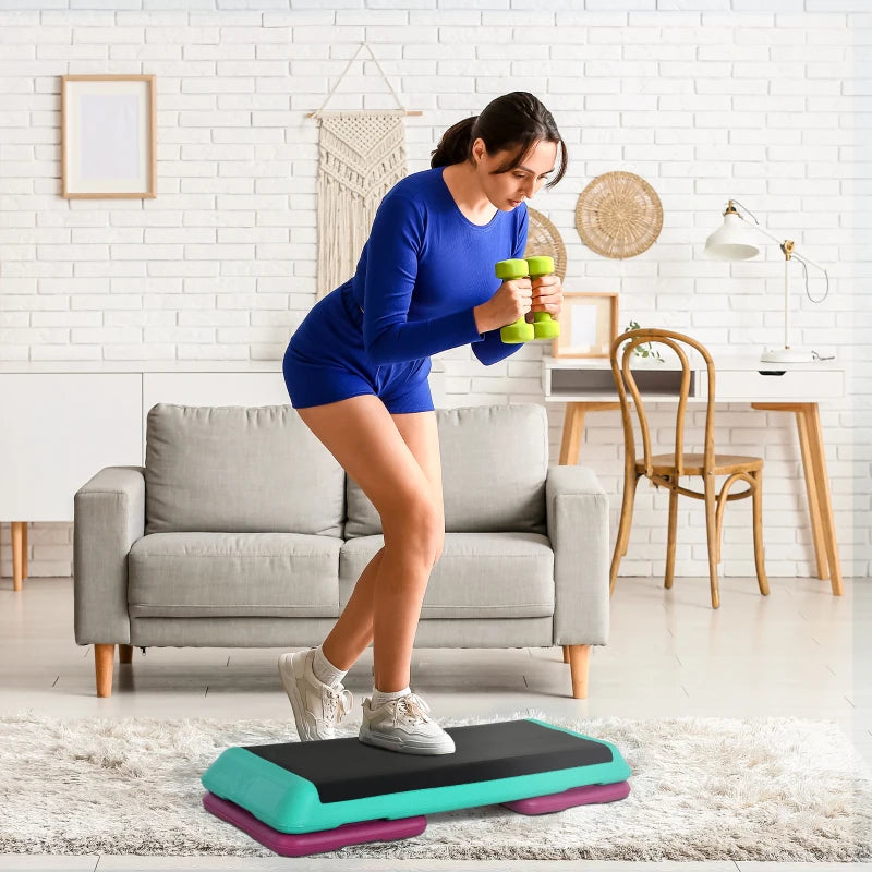 Soozier 3.9"/5.9"/7.9" Aerobic Stepper Exercise with Non-Slip Top for Home, Office, Indoor, Outdoor, Multicolour