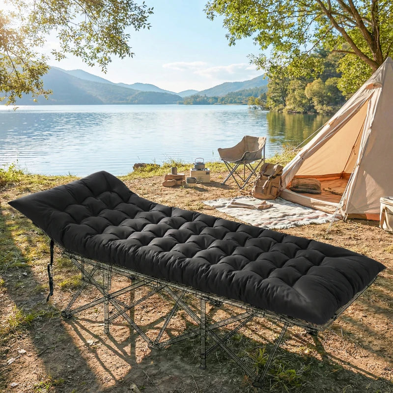 Sleeping Mat, Camping Mattress Pad with Elastic Straps, Black