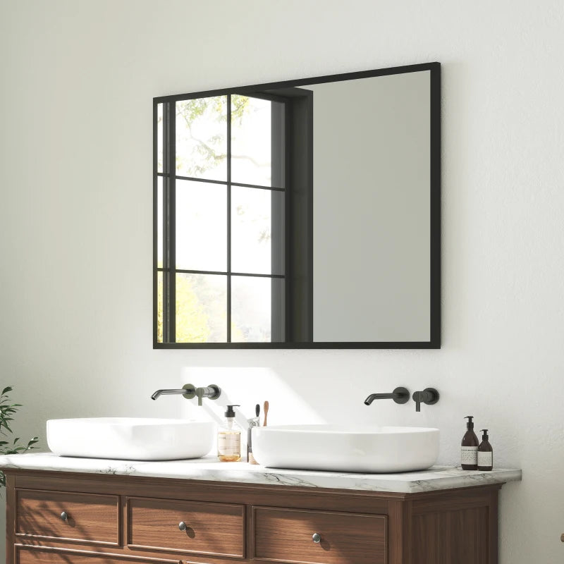 30" x 40" Bathroom Mirror for Wall, Rectangular Mirror for Living Room, Bedroom, Entryway, Black