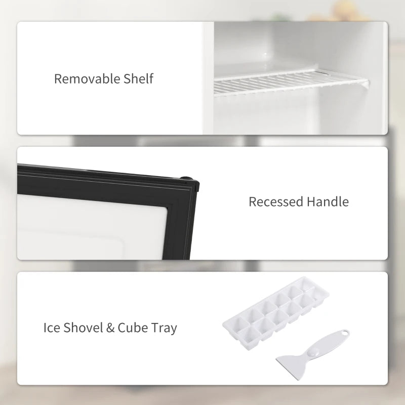 2.1 Cu. Ft. Mini Freezer, Compact Upright Freezer with Reversible Door, Removable Shelf, Adjustable Temperature, Silver