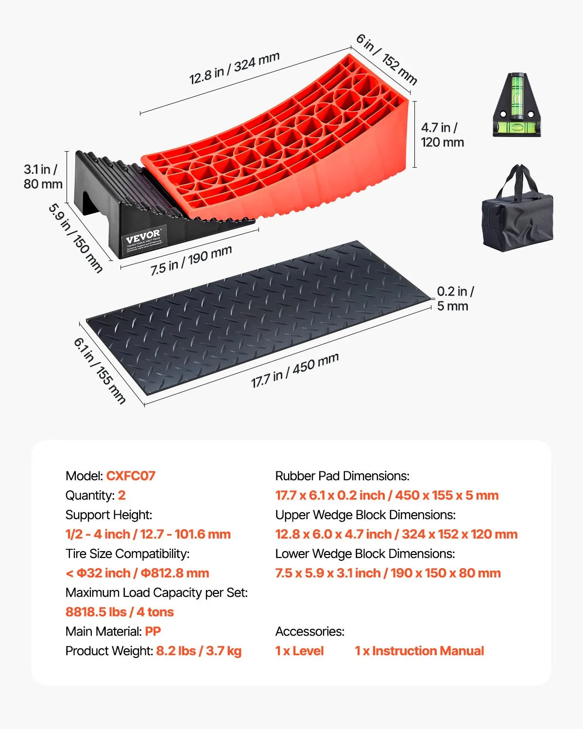 Camper Levelers 2 Packs RV Leveling Blocks 8818.5 lbs 4" Leveling Height