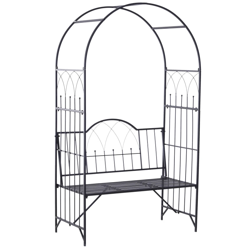 43" Garden Arbor Bench Trellis for Vines Climbing Plant Outdoor Decor Arch- Black