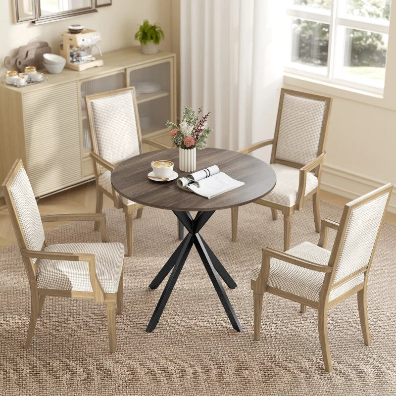 31.5" Industrial Round Dining Table - Distressed Dark Brown