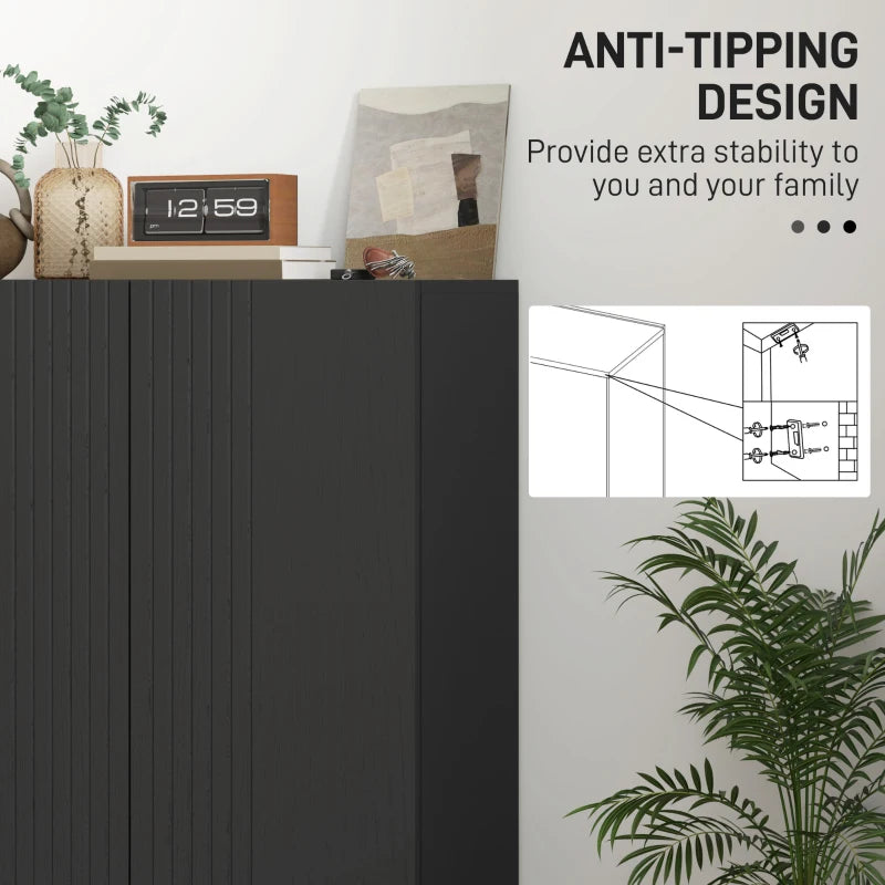 Shoe Storage Cabinet with Adjustable Shelves and Soft-Close Hinges, for 15-20 Pairs of Shoes, Black