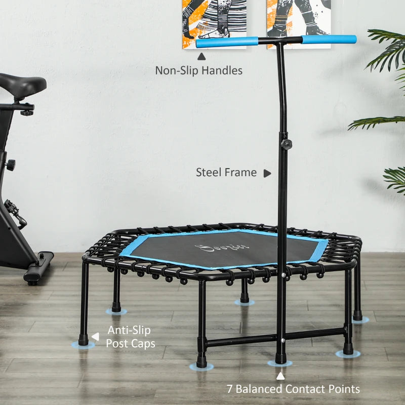 Soozier 45" Rebounder Trampoline for Adult, Quiet Bungee Rebounder with Adjustable Handle, Blue