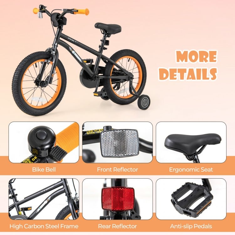 16-Inch Kids Bike Sport Bicycle for 4-7 Years Old with Adjustable Seat and Reflectors-16 inches