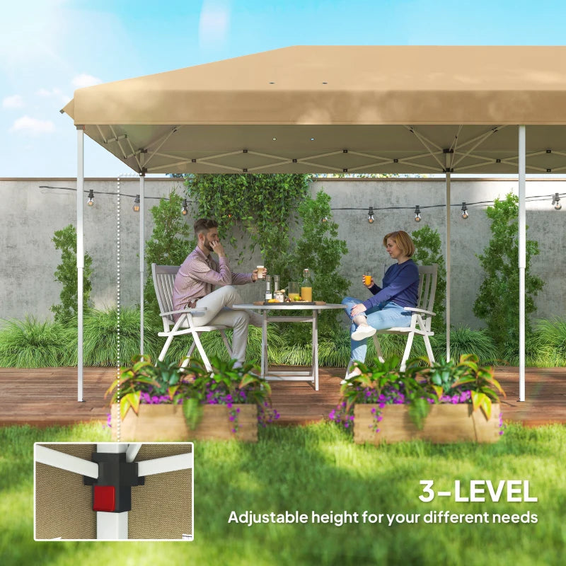 10' x 20' Pop Up Canopy Tent Gazebo with Removable Mesh Sidewall Netting, Carry Bag for Backyard Patio Outdoor, Beige