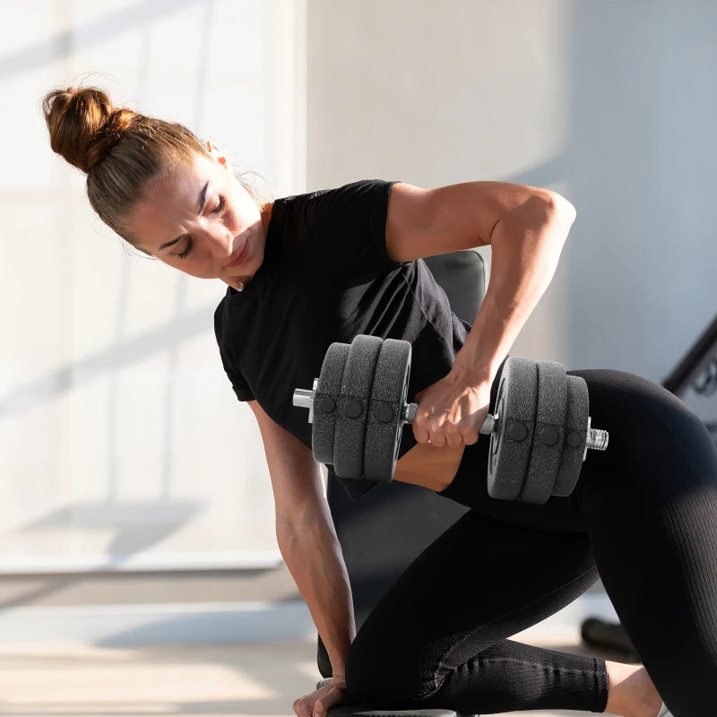 Soozier 2 x 33 lbs Adjustable Dumbbells Weight Set Dumbbell Hand Weight Barbell for Body Fitness Lifting Training for Home Office Gym, Black