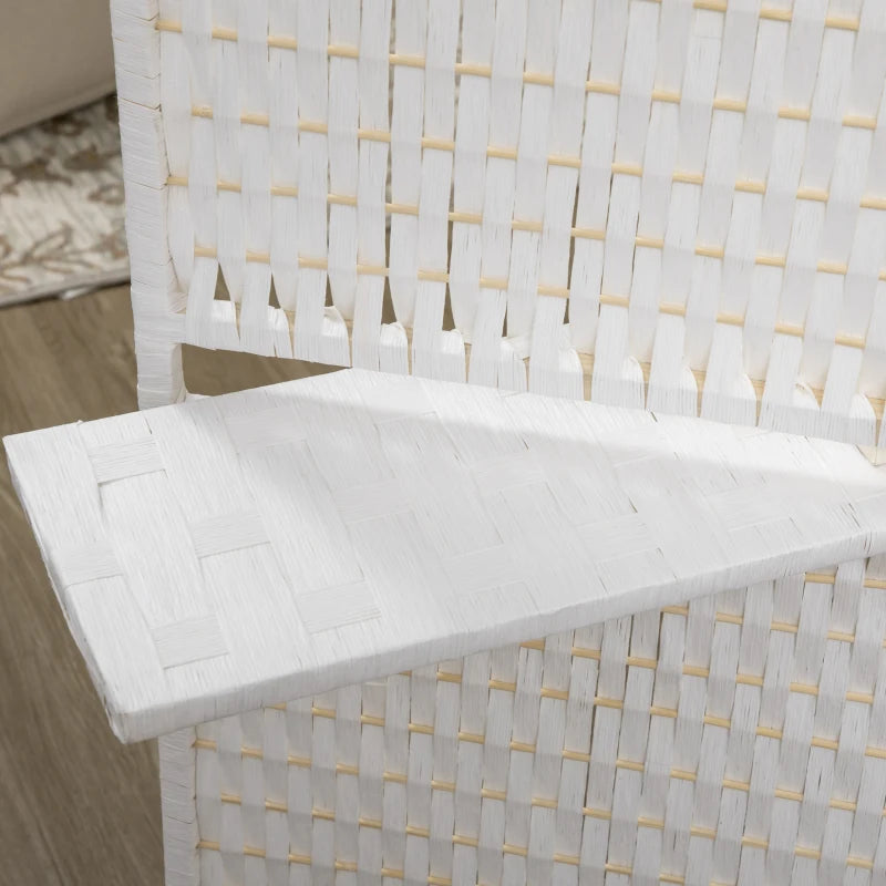 4 Panel Room Divider with Shelves, 6 FT Freestanding Folding Privacy Screen, Partition Wall Divider for Bedroom, White