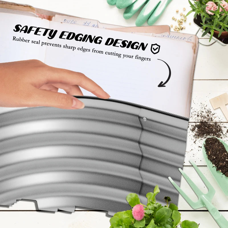 4'x3'x1' Outdoor Raised Garden Bed, 2-Tier Galvanized Planter Box with Safety Edging for Vegetable, Flower, Fruit
