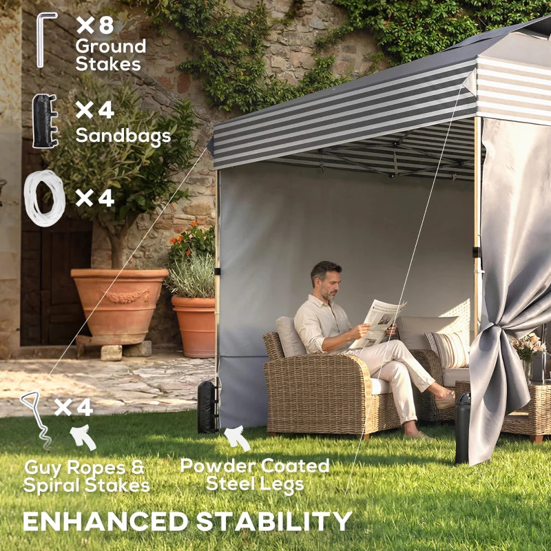 10 x 10 ft Pop Up Canopy Tent with 4 Sidewalls, UPF 50+ 1-Button Push Outdoor Instant Canopy with Wheeled Bag, Dark Grey