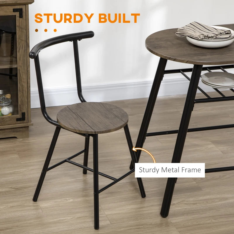 3-Piece Dining Table Set, Oval Kitchen Table and 2 Chairs, Small Breakfast Table Set with Metal Frame for Small Space, Dining Room, Living Room, 35.4" x 19.7" x 29.5"