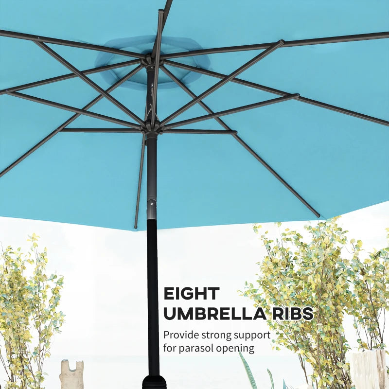 10' x 8' Round Market Umbrella, Patio Umbrella, Outdoor Parasol with Crank Handle, Tilt, Sky Blue
