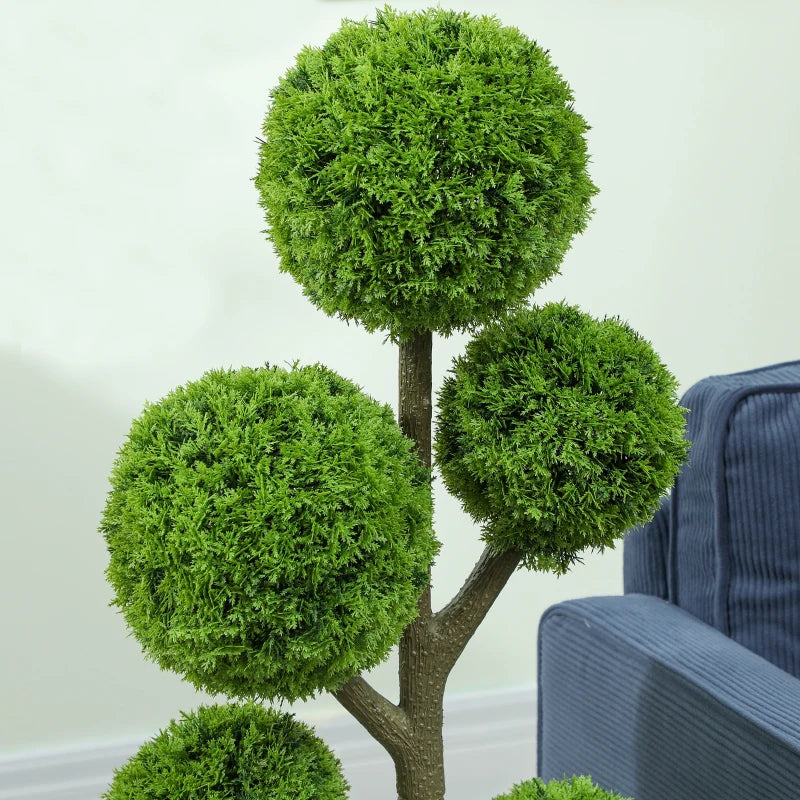 43.3" Artificial Ball Cypress Topiary Tree, Fake Plant in Pot for Indoor Outdoor Living Room Green