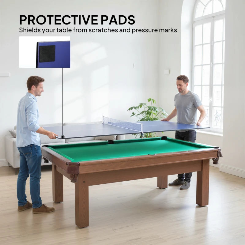Soozier 9 ft Folding Ping Pong Table Top for Pool Tables, Table Tennis Conversion Top with Net, Foam Padding, Blue